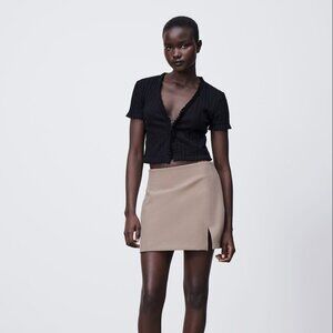 ZARA Black Ribbed Short-Sleeve Cardigan Sizes M,L NEW WITH TAG!